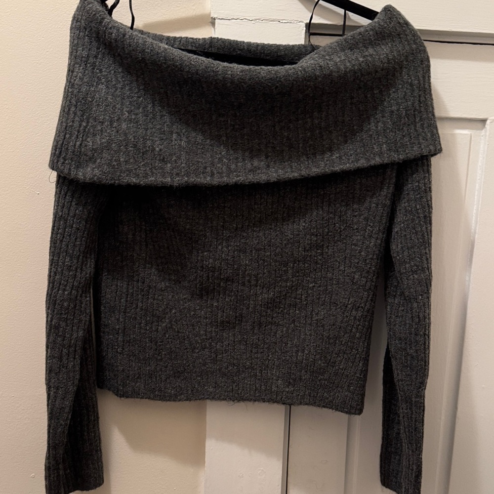 H&M Dark Gray Off-Shoulder Women Sweater